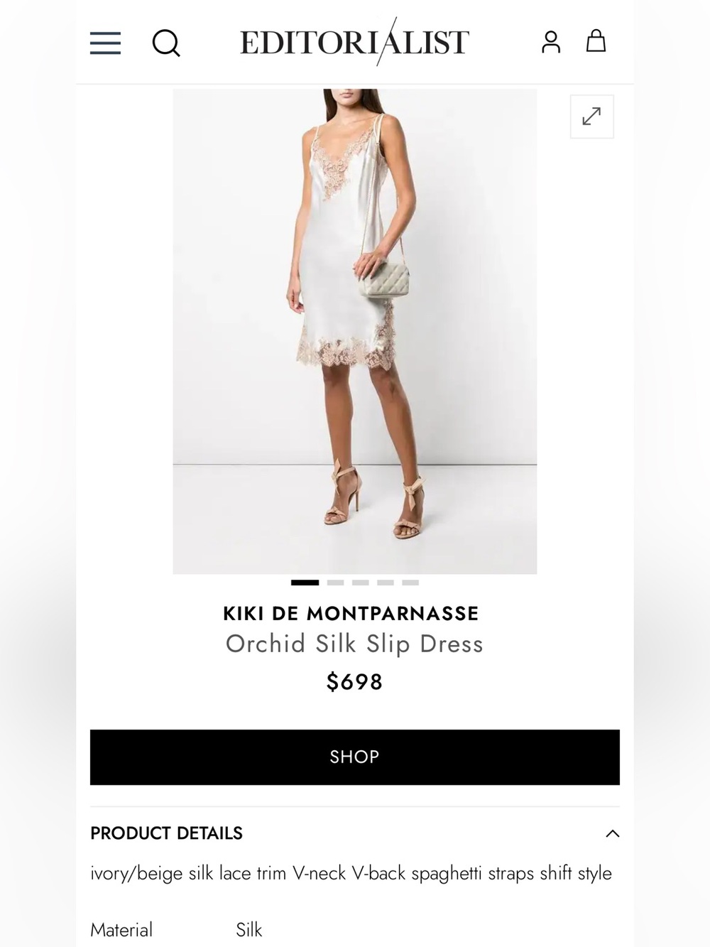 NWT in bag Kiki de Montparnasse Orchid Slip dress in ivory/sucre size xs.